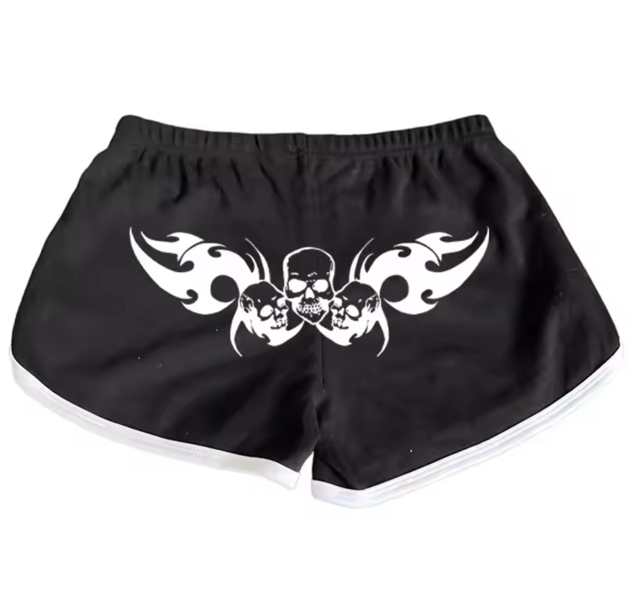 WHITE SKULL AND FLAME SHORT