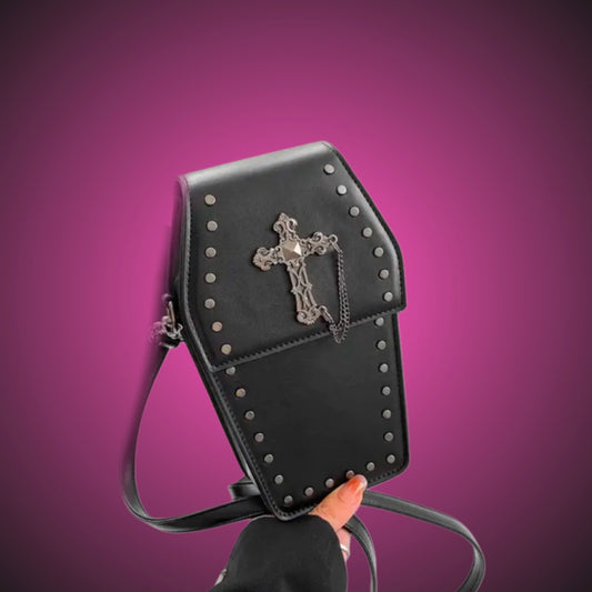 BLACK COFFIN CROSSOVER BAG