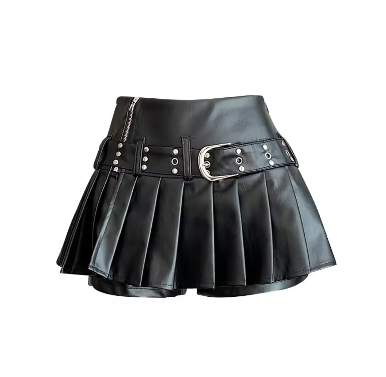 LEATHER PLEATED SKIRT