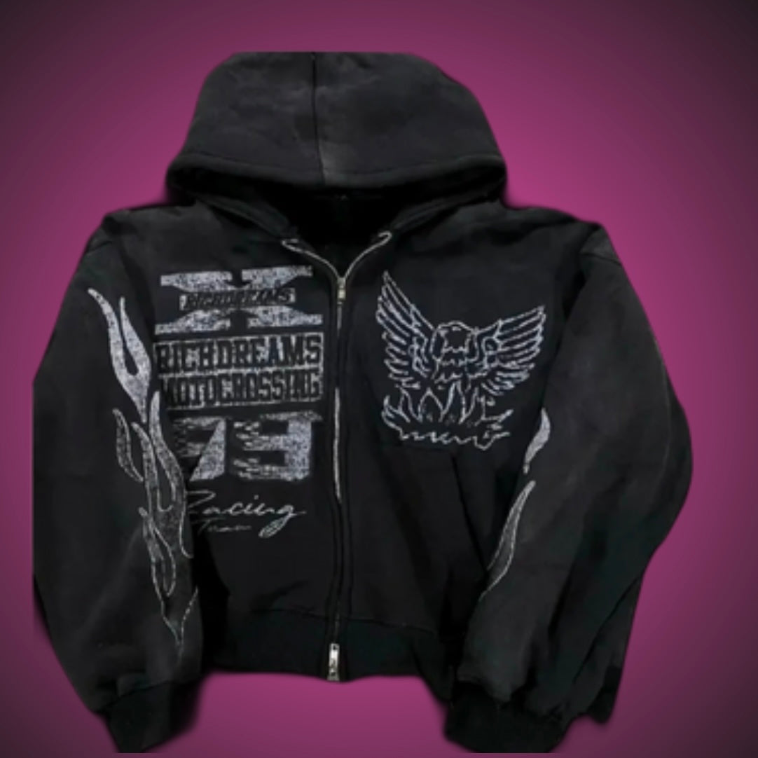 BLACK RICH DREAMS ZIP UP