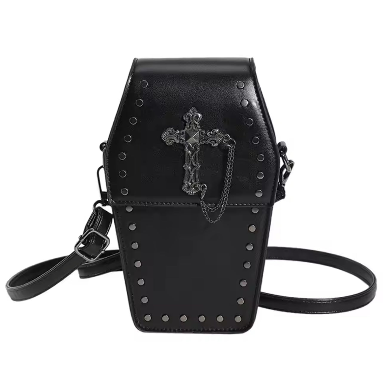 BLACK COFFIN CROSSOVER BAG