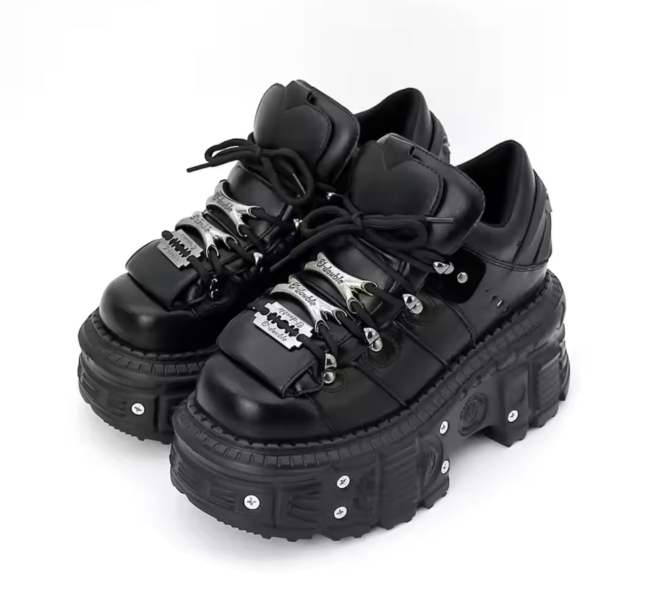 CHUNKY BLACK AND SILVER TRAINERS