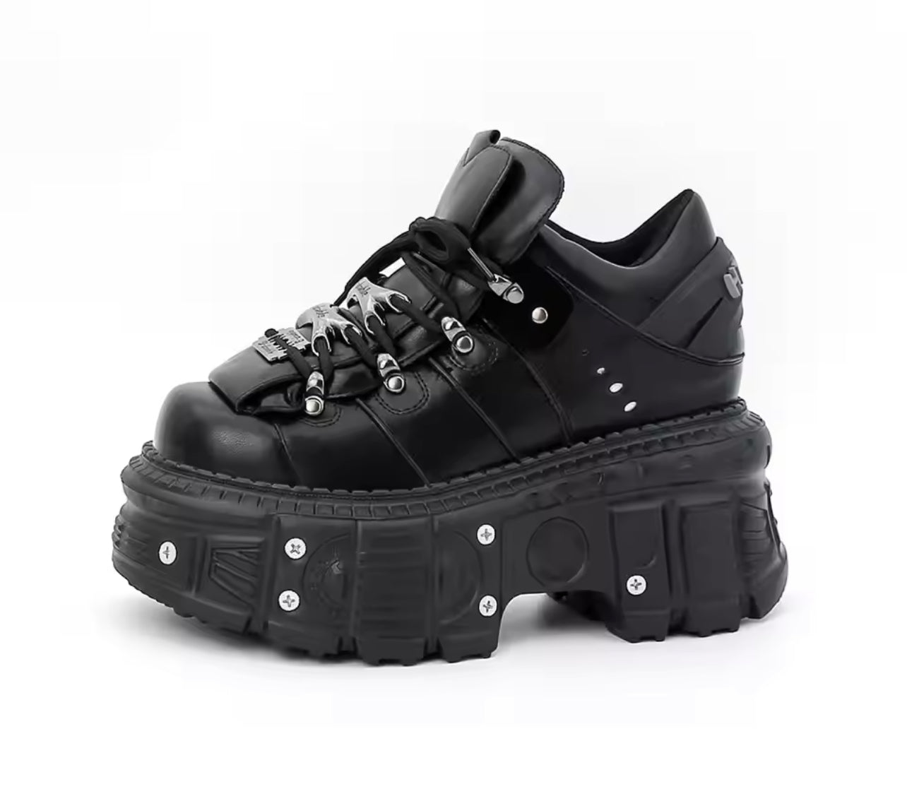 CHUNKY BLACK AND SILVER TRAINERS