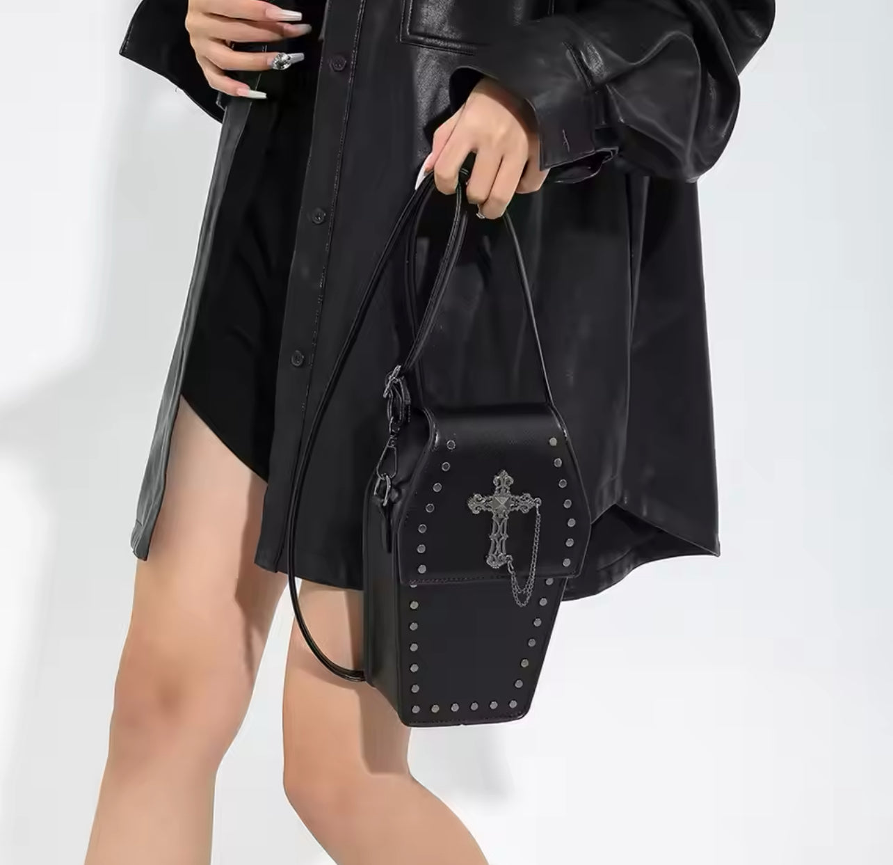 BLACK COFFIN CROSSOVER BAG