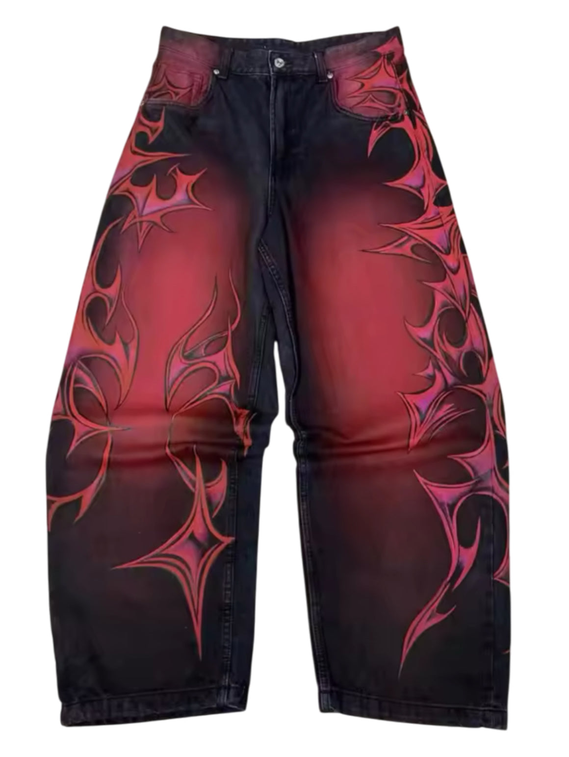 Red Thorn Print Jeans