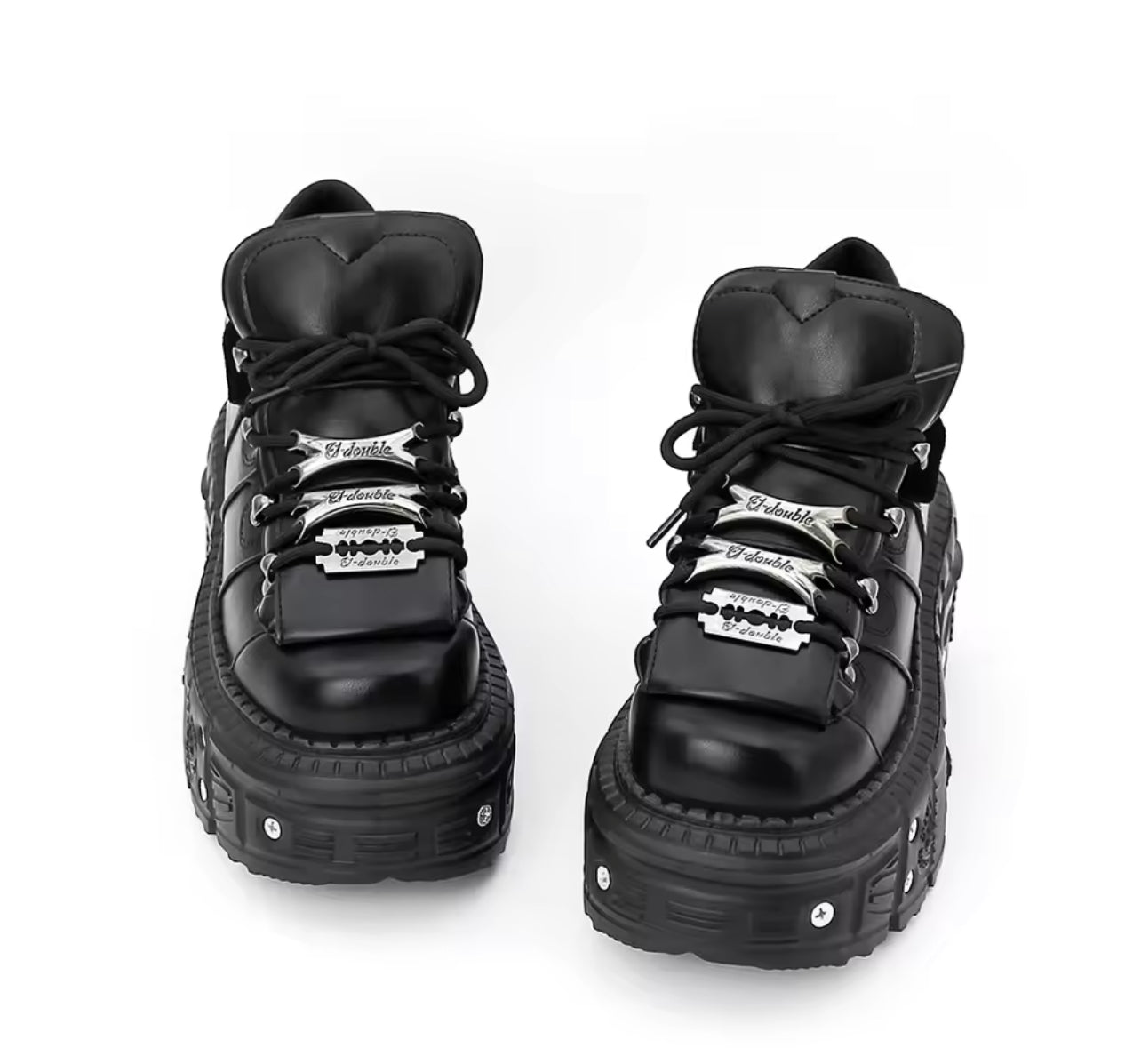 CHUNKY BLACK AND SILVER TRAINERS